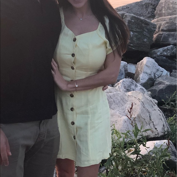 Yellow button down mini dress - Picture 4 of 4